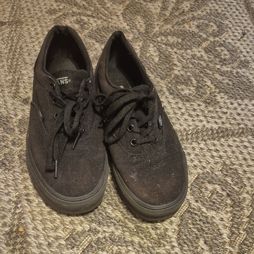 Vans Black Canvas Sneakers Low-Top Lace-Up